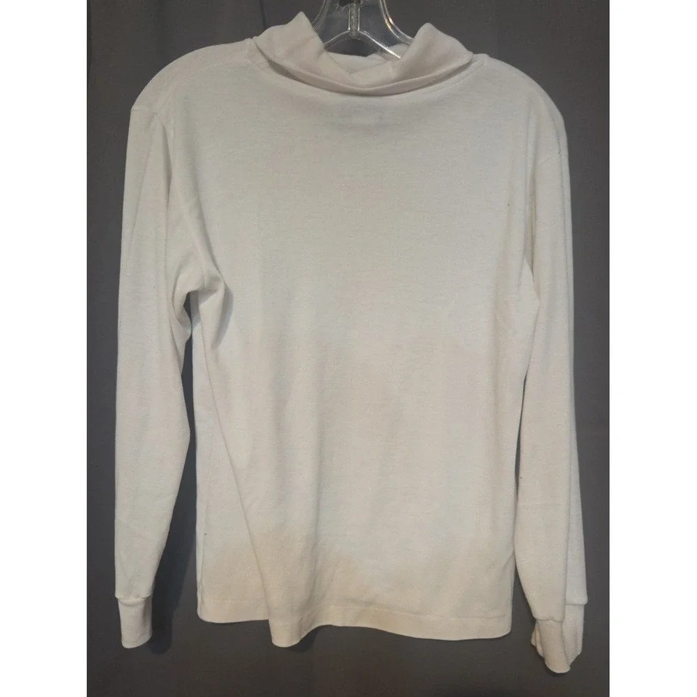 Steeple Jones‎ White Long Sleeve Turtleneck, Ribbed Knit Top, Woman's Small